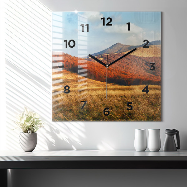 Square wall clock Mountain landscape
