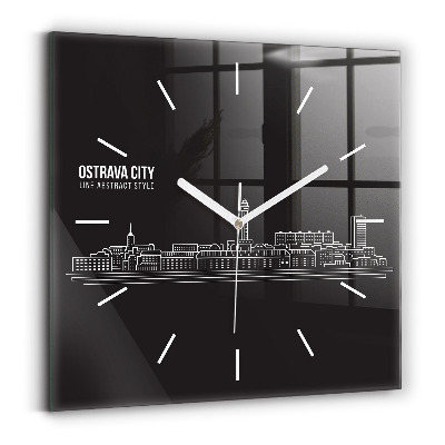 Square wall clock City of Ostrava drawing