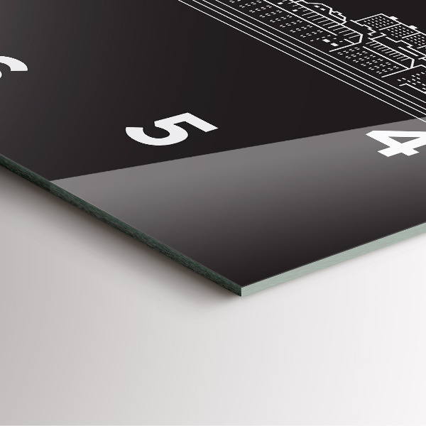 Square wall clock City of Ostrava drawing