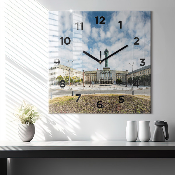 Square wall clock Panorama of the city of Ostrava