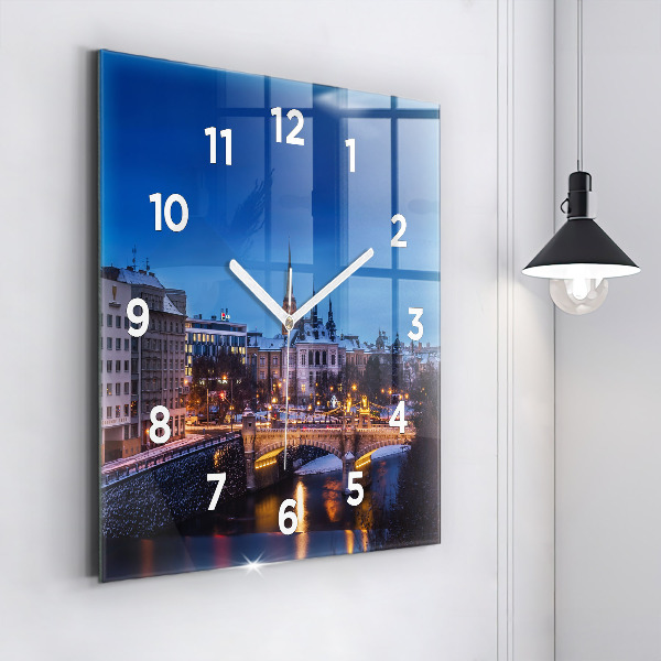 Square wall clock Panorama of the city of Pilsen