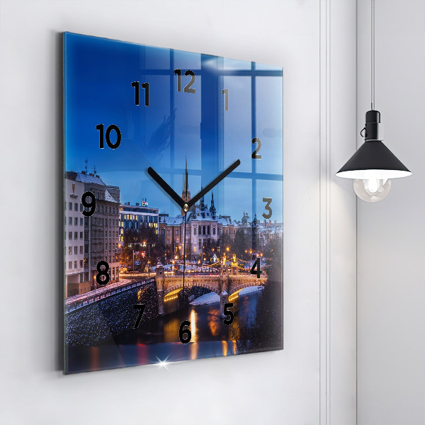 Square wall clock Panorama of the city of Pilsen