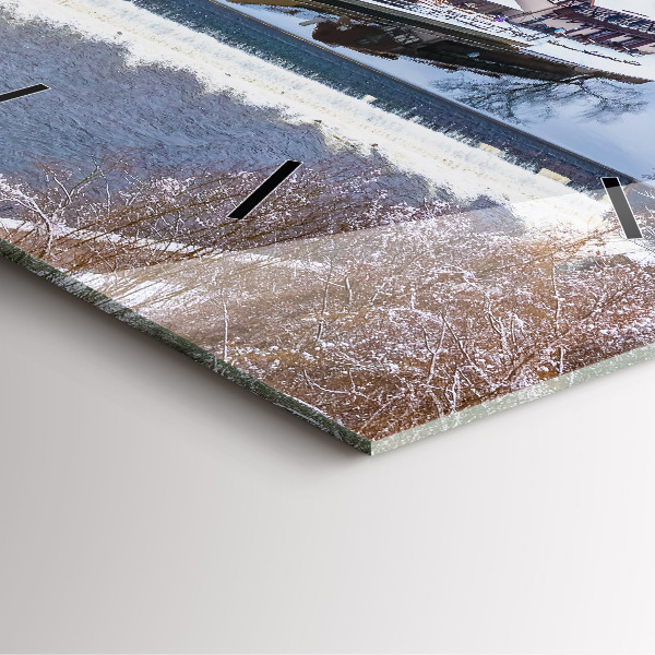 Square wall clock Panorama of the city in winter