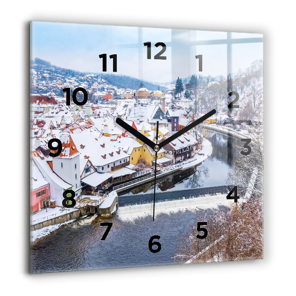 Square wall clock Panorama of the city in winter