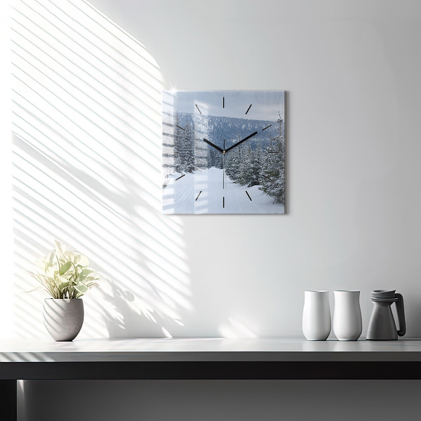 Square wall clock Czech Giant Mountains in winter