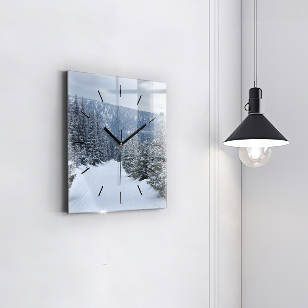 Square wall clock Czech Giant Mountains in winter