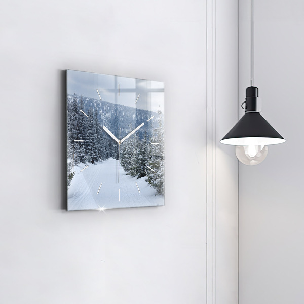 Square wall clock Czech Giant Mountains in winter