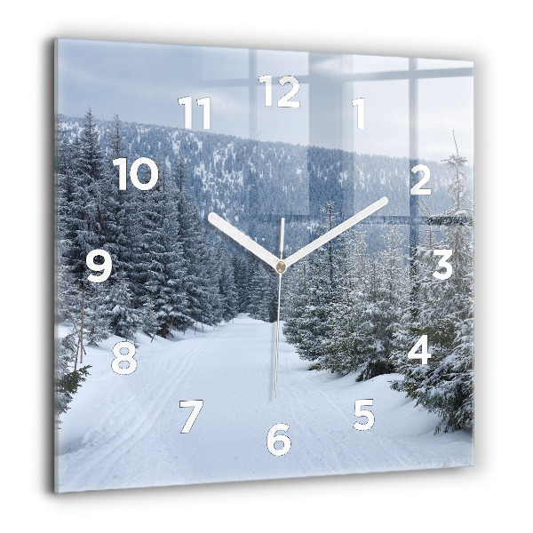 Square wall clock Czech Giant Mountains in winter
