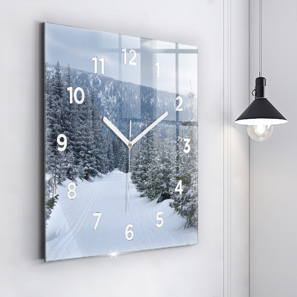 Square wall clock Czech Giant Mountains in winter