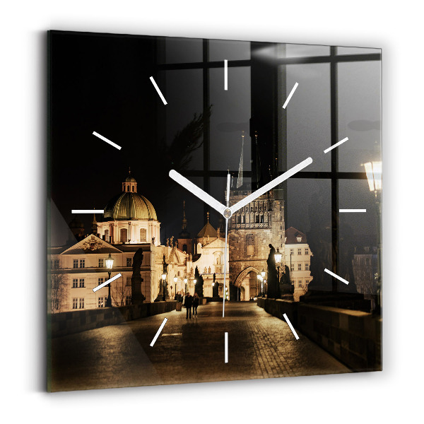 Square wall clock Charles Bridge in Prague