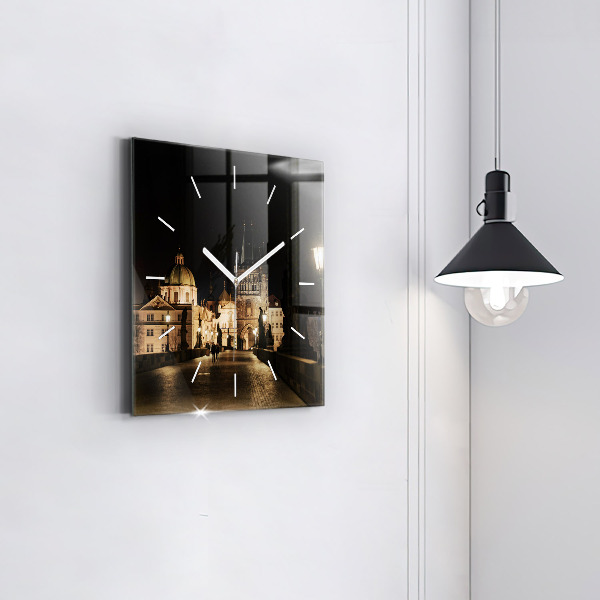 Square wall clock Charles Bridge in Prague