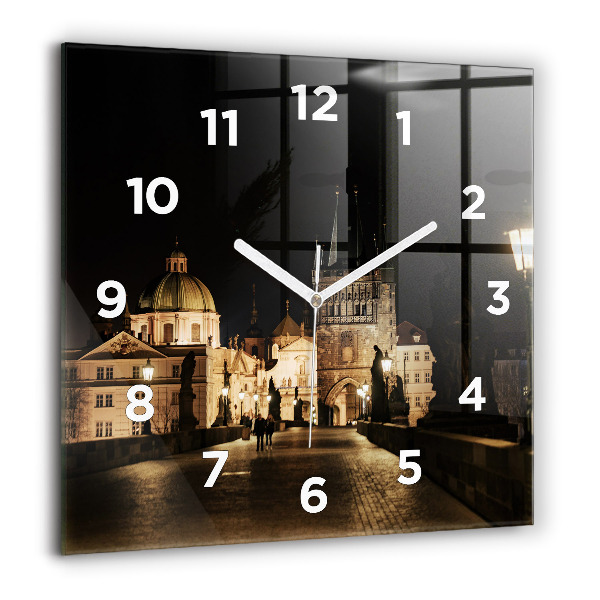 Square wall clock Charles Bridge in Prague