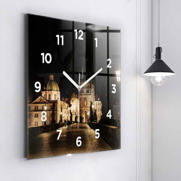 Square wall clock Charles Bridge in Prague