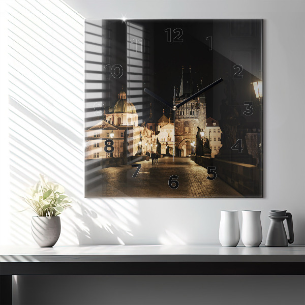 Square wall clock Charles Bridge in Prague