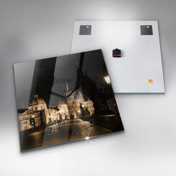 Square wall clock Charles Bridge in Prague