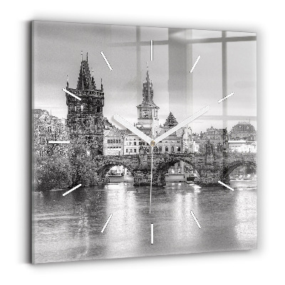Square wall clock Charles Bridge in Prague