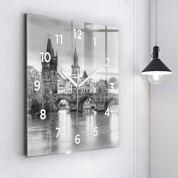 Square wall clock Charles Bridge in Prague