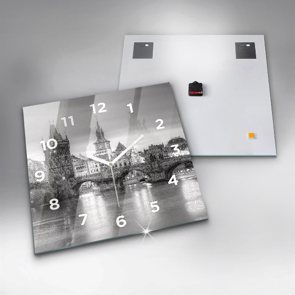 Square wall clock Charles Bridge in Prague