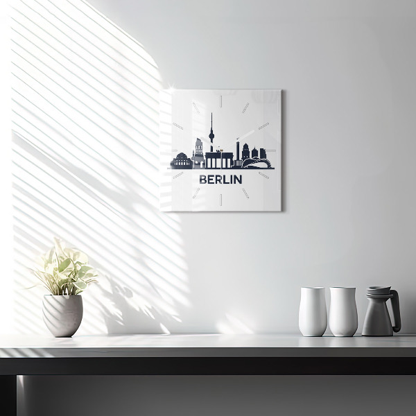 Square wall clock Berlin city illustration