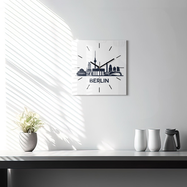 Square wall clock Berlin city illustration