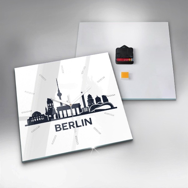 Square wall clock Berlin city illustration