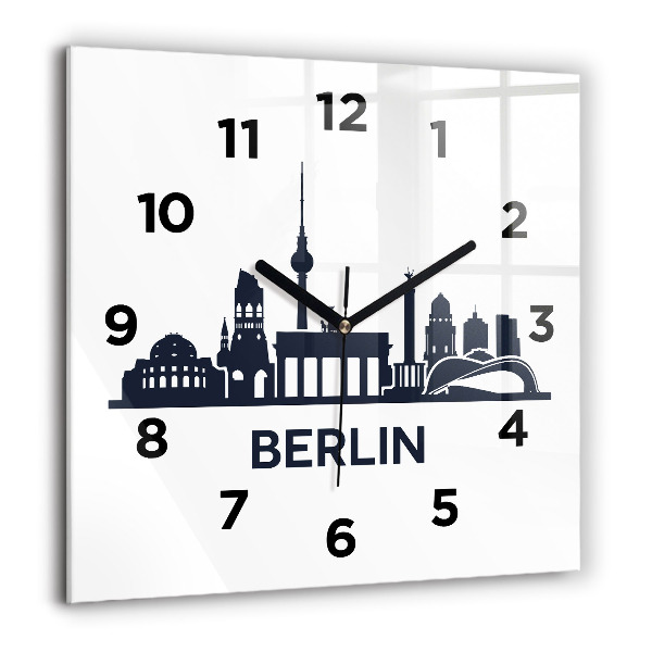 Square wall clock Berlin city illustration