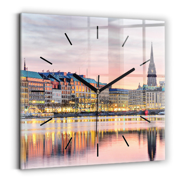 Square wall clock Alster in Hamburg