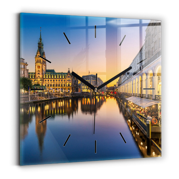 Square wall clock Hamburg City Hall