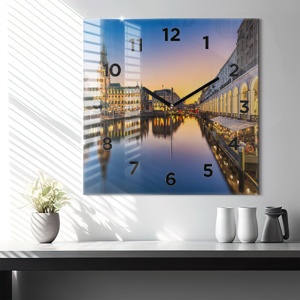 Square wall clock Hamburg City Hall