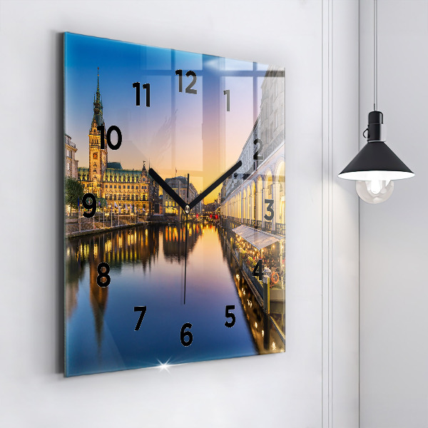 Square wall clock Hamburg City Hall