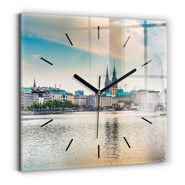 Square wall clock Binnenalster in Hamburg