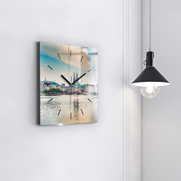 Square wall clock Binnenalster in Hamburg