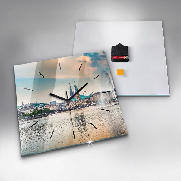 Square wall clock Binnenalster in Hamburg