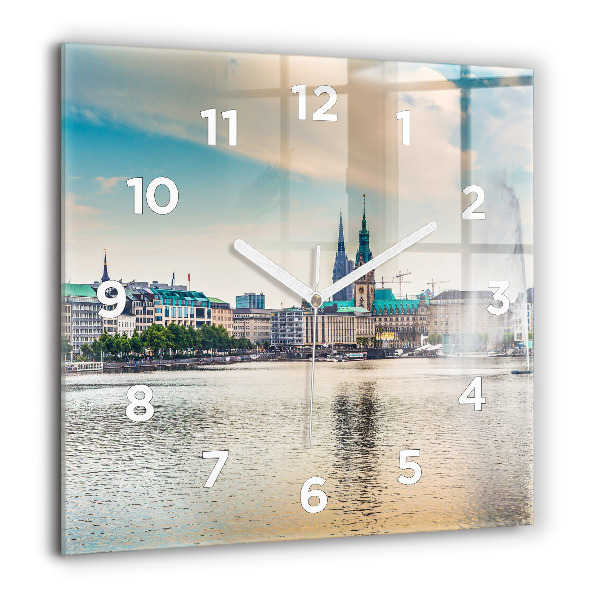 Square wall clock Binnenalster in Hamburg