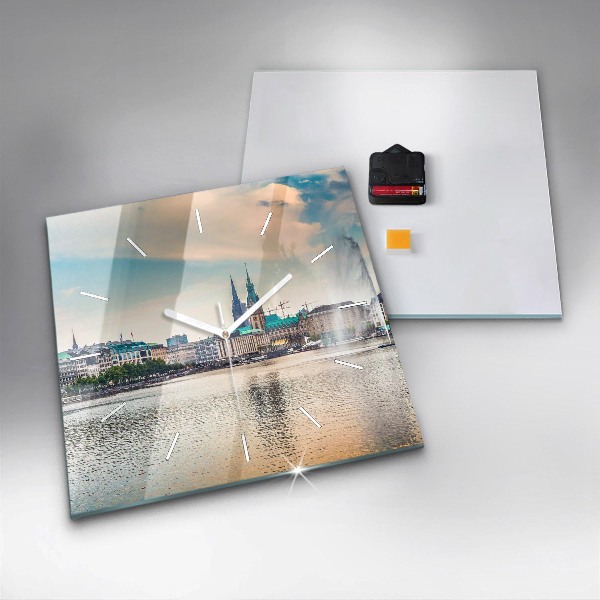 Square wall clock Binnenalster in Hamburg