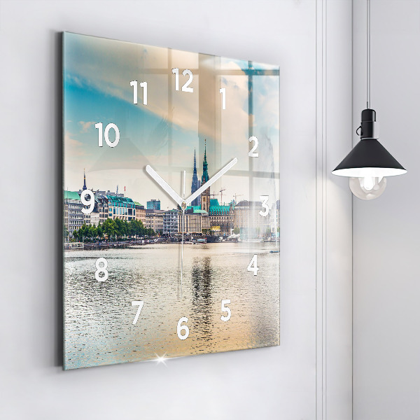 Square wall clock Binnenalster in Hamburg