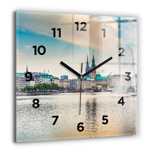 Square wall clock Binnenalster in Hamburg