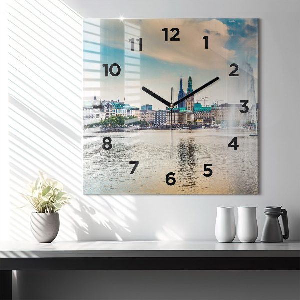 Square wall clock Binnenalster in Hamburg