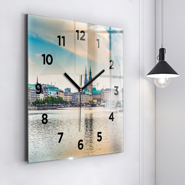 Square wall clock Binnenalster in Hamburg