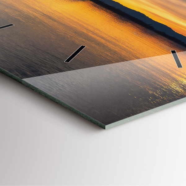 Square wall clock Sunset over the lake