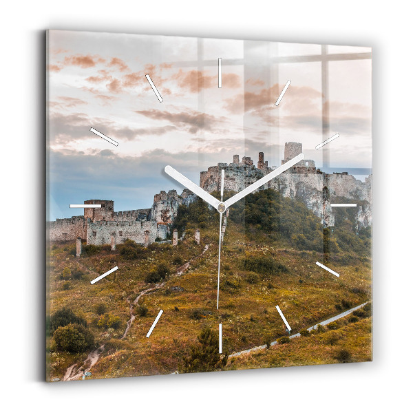 Square wall clock Spiš Castle in Slovakia