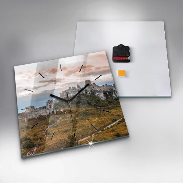 Square wall clock Spiš Castle in Slovakia