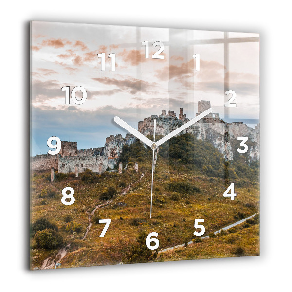 Square wall clock Spiš Castle in Slovakia