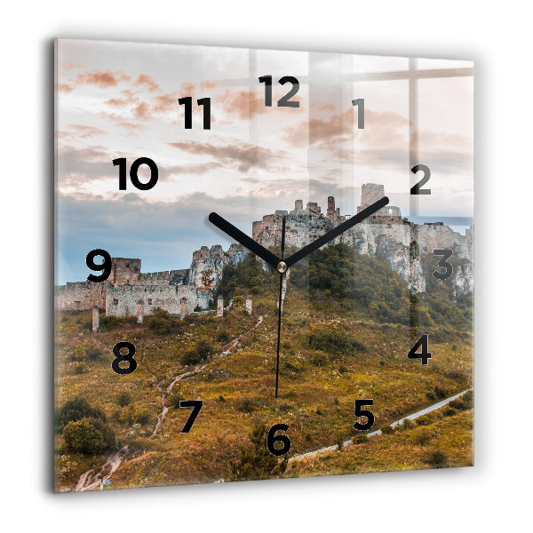 Square wall clock Spiš Castle in Slovakia