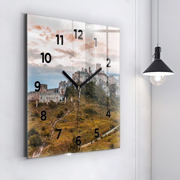 Square wall clock Spiš Castle in Slovakia