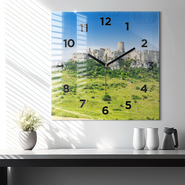 Square wall clock Spiš Castle in Slovakia