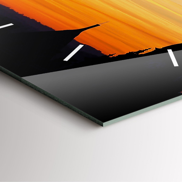 Square wall clock Building and sunset