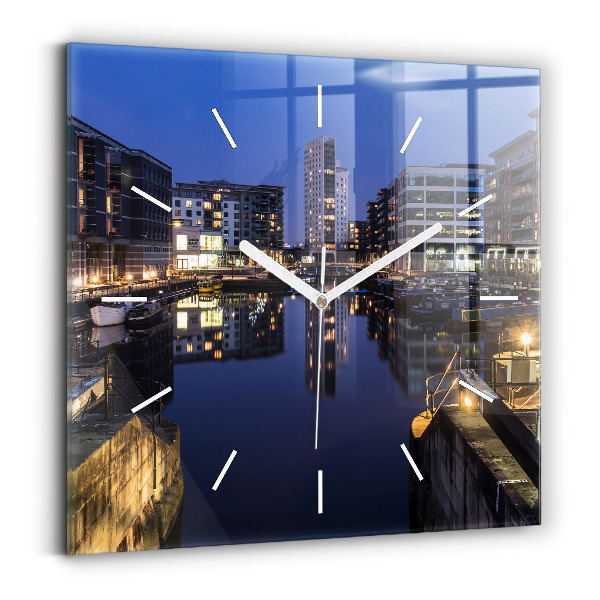 Square wall clock The city lit up at night