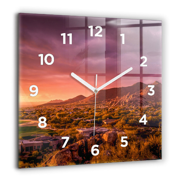 Square wall clock North Scottsdale Sunset
