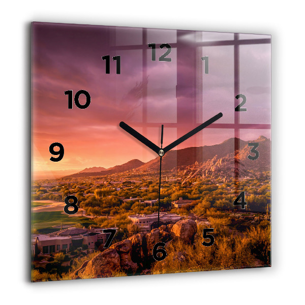 Square wall clock North Scottsdale Sunset